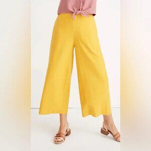 Madewell Huston Yellow wide leg linen pull-on crop pants